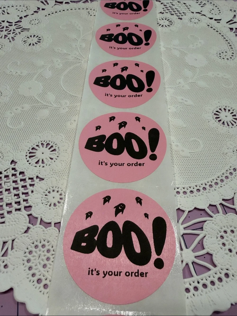 2” Pink BOO! Round Sticker Sheet - 